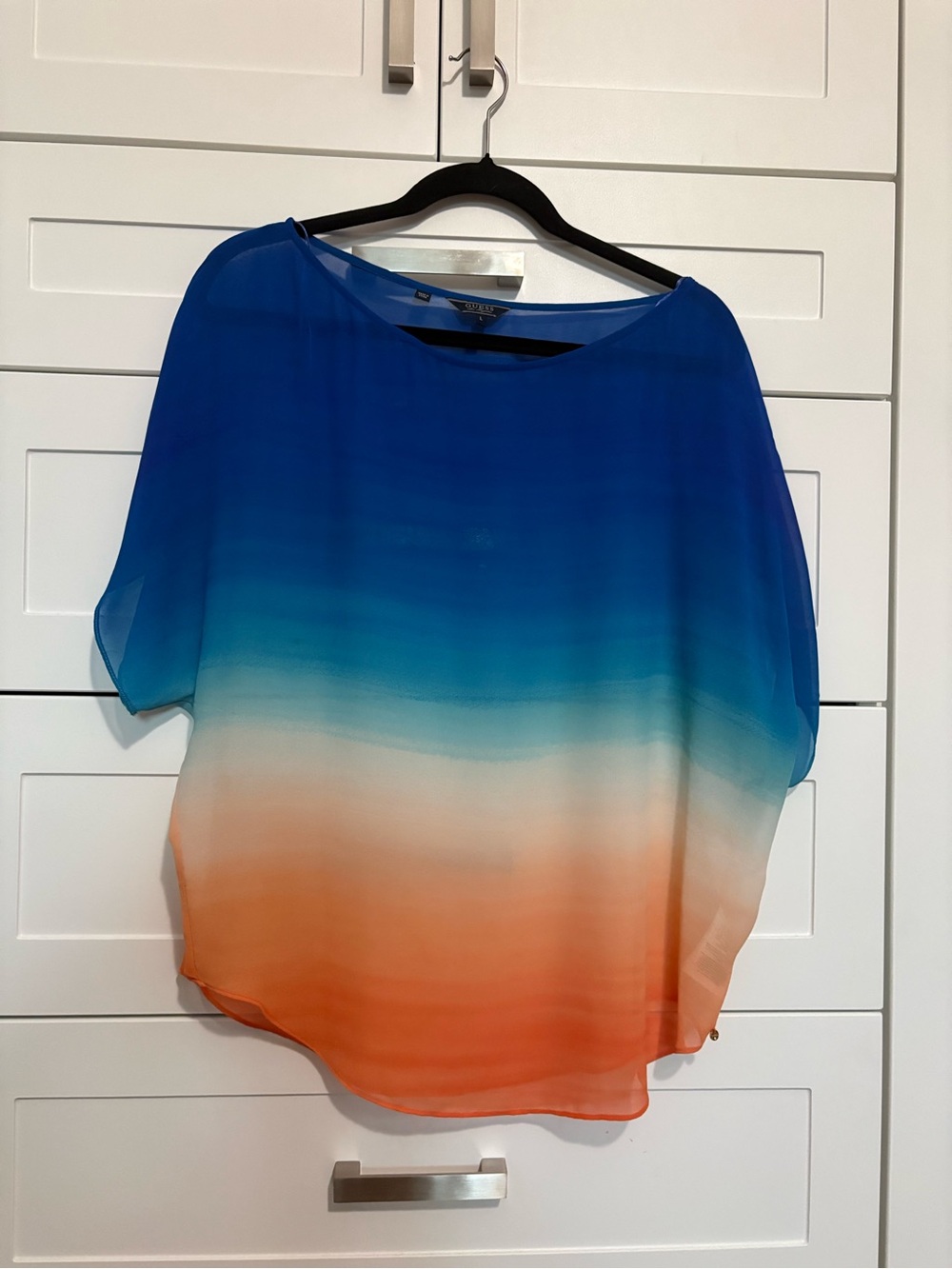 Women’s Guess Ombre Blue to Orange Chiffon Blouse